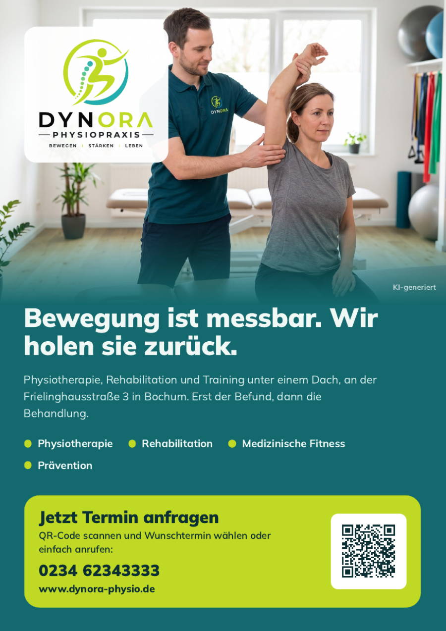Flyer A Vorderseite: großes Behandlungsfoto mit Logo und Slogan